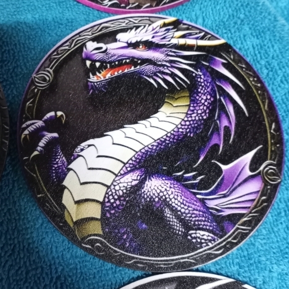 Dragon-Themed Reptile Coaster Decor Set Of 6 - Multicolor - Picture 5 of 8